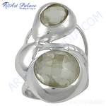 Load image into Gallery viewer, Sterling silver ring with two green gemstone stones, perfect for fashion and gift purposes.
