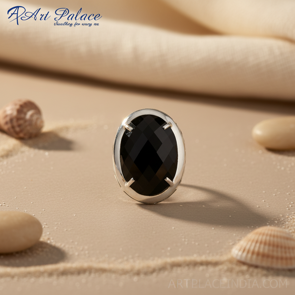Anillo de ónix en plata 925 para hombre | Anillo con piedra preciosa negra | Regalo