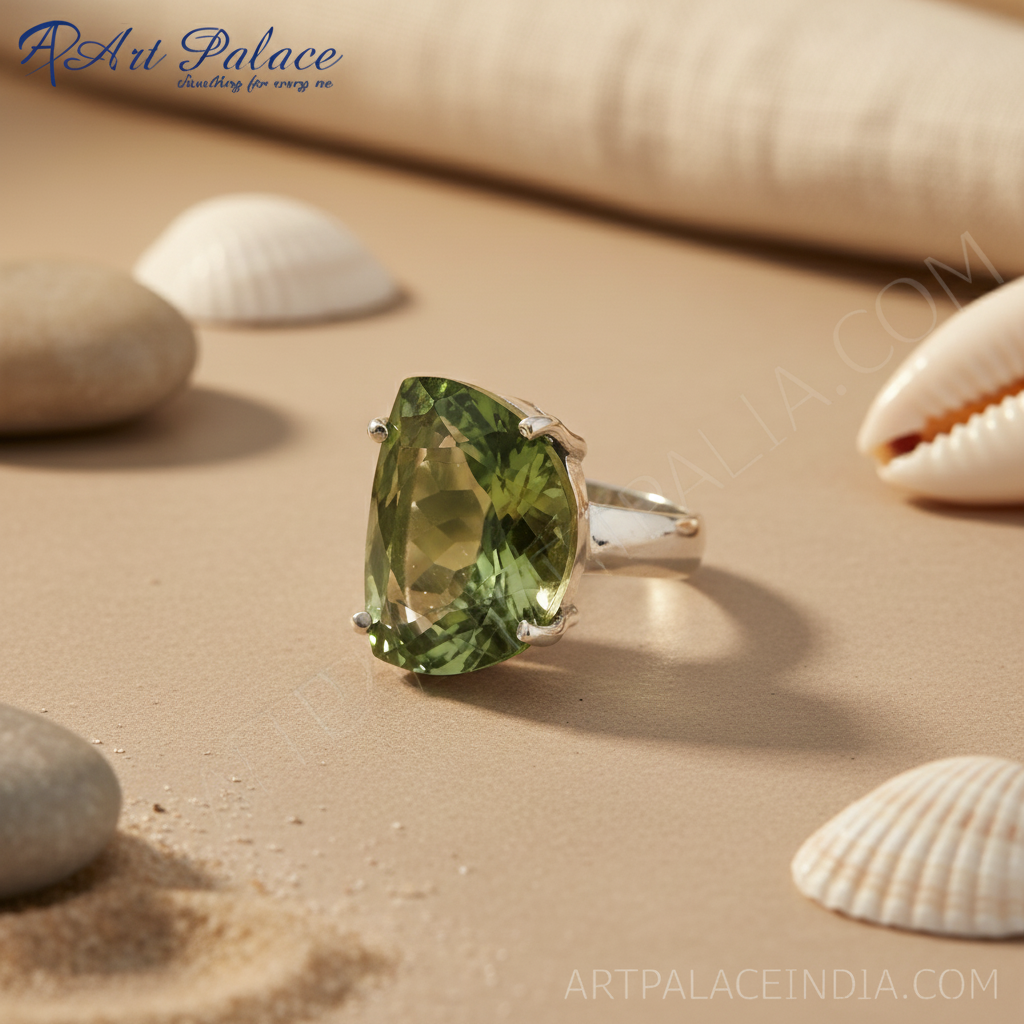 925 Silver Green Amethyst Ring for Women | Gemstone Jewelry
