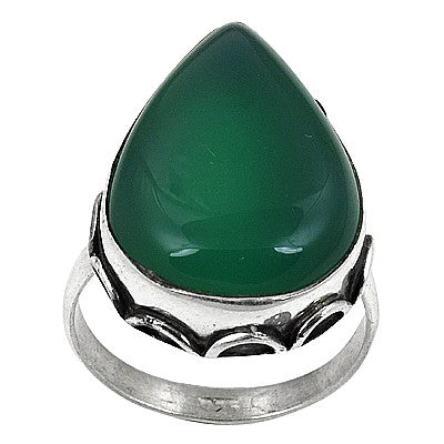 925 Sterling Silver Green Onyx Ring for Women | Gemstone Jewelry