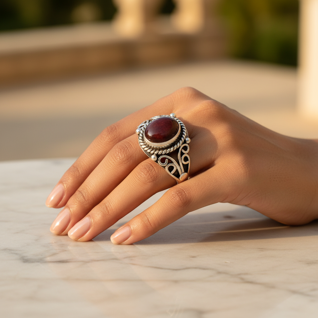 925 silver garnet ring for women | gemstone jewelry gift