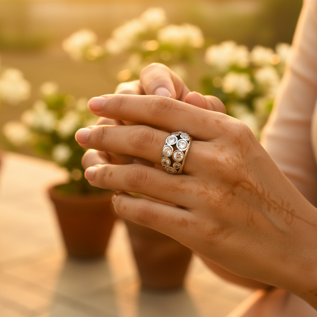 Anillo de plata con circonita cúbica para mujer | Joyería llamativa