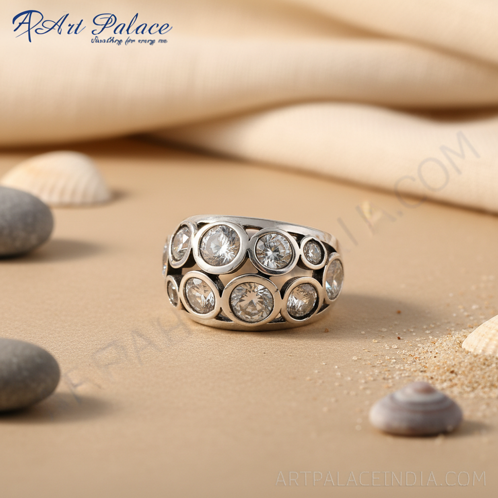 Anillo de plata con circonita cúbica para mujer | Joyería llamativa