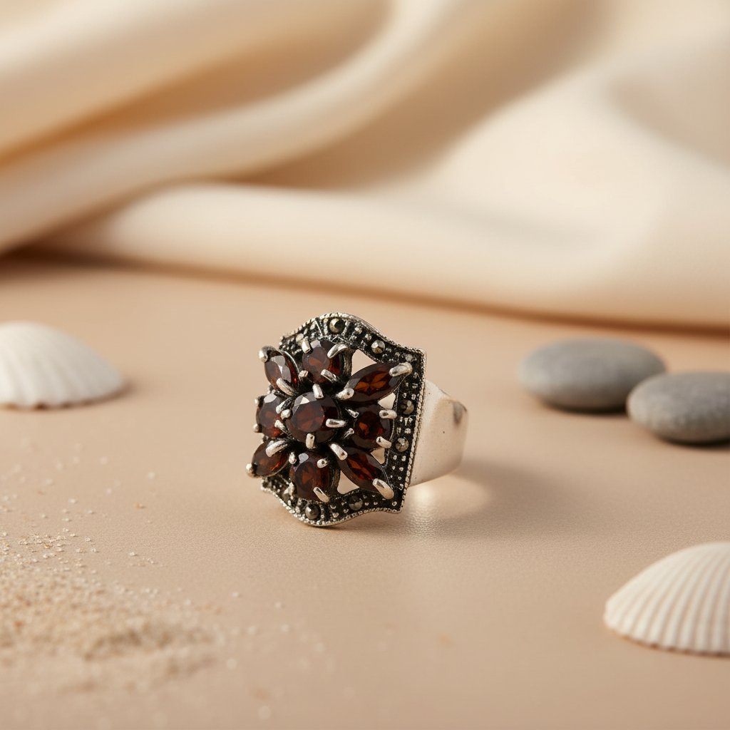 925 Silver Garnet Ring for Women | Cocktail Ring | Gift