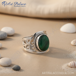 Load image into Gallery viewer, Silver Malachite Ring for Women | Statement Jewelry Gift
