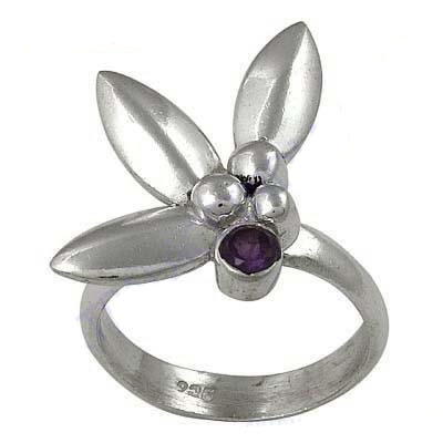 925 Silver Flower Ring with Amethyst | Women's Jewelry Gift