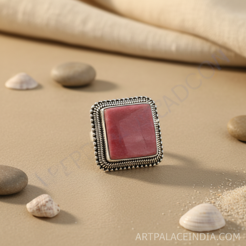 Anillo de rodonita en plata 925 para mujer | joyería con piedras preciosas