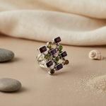 将图像加载到图库查看器中， 925 Silver Multi-Gemstone Cocktail Ring for Women | Gift
