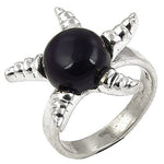 Load image into Gallery viewer, Silver Claw Ring with Black Gemstone | Unique Ring for Women
