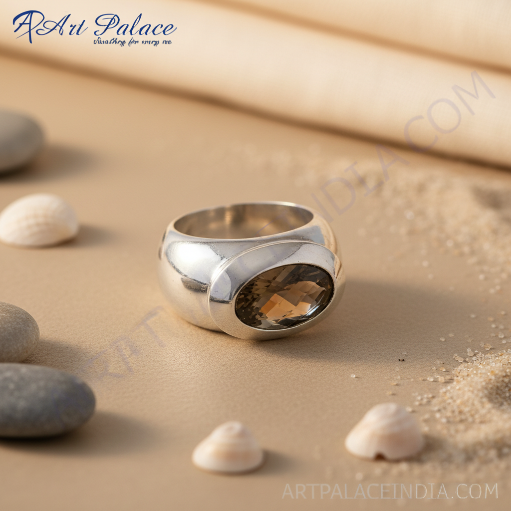 925 Silver Smoky Quartz Ring for Women | Statement Jewelry