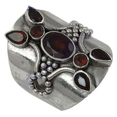 925 Silver Garnet Gemstone Ring for Women | Statement Jewelry