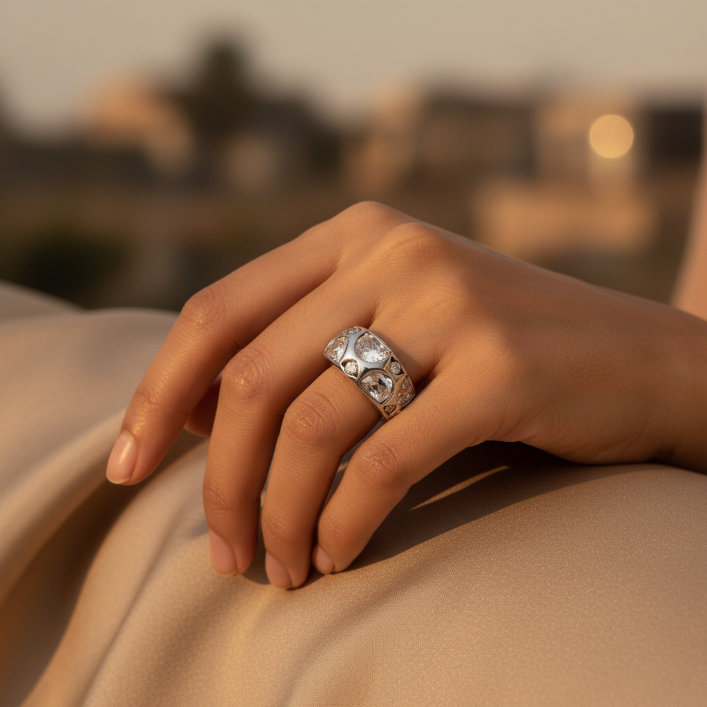 Anillo de plata con circonita cúbica para mujer | Joyería de moda