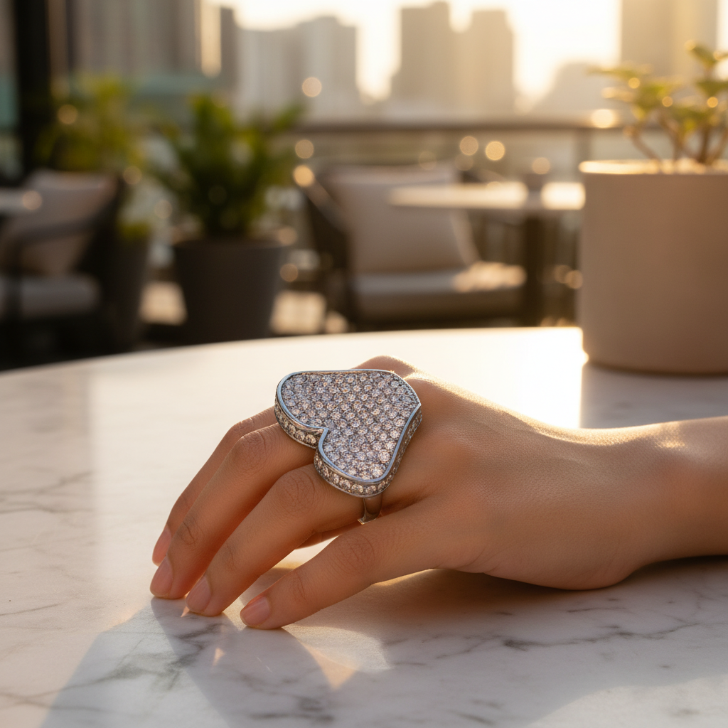 Silver crystal pave ring for women | statement jewelry