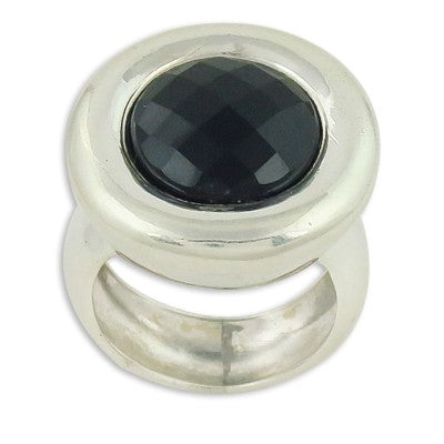 Silver Ring with Black Gemstone for Women | Statement Ring