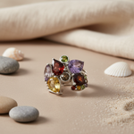 将图像加载到图库查看器中， 925 Silver Multi-Gemstone Cocktail Ring for Women | Statement Jewelry
