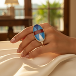 将图像加载到图库查看器中， Silver Geometric Stone Ring for Women | Statement Jewelry
