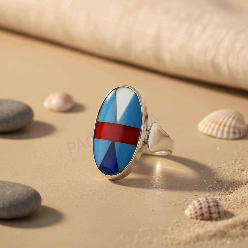 Silver Geometric Stone Ring for Women | Statement Jewelry
