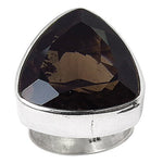 Load image into Gallery viewer, 925 Silver Smoky Quartz Ring | Trillion Cut Gemstone Jewelry

