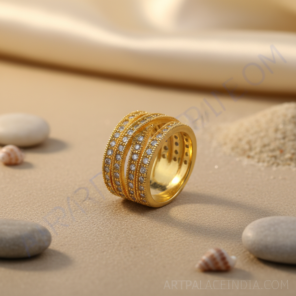 Anillo de oro con piedras talladas en diamante | anillo de moda para mujer