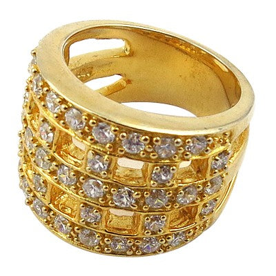 gold plating Ring with Cubic Zirconia Stones for Women | Daily Wear