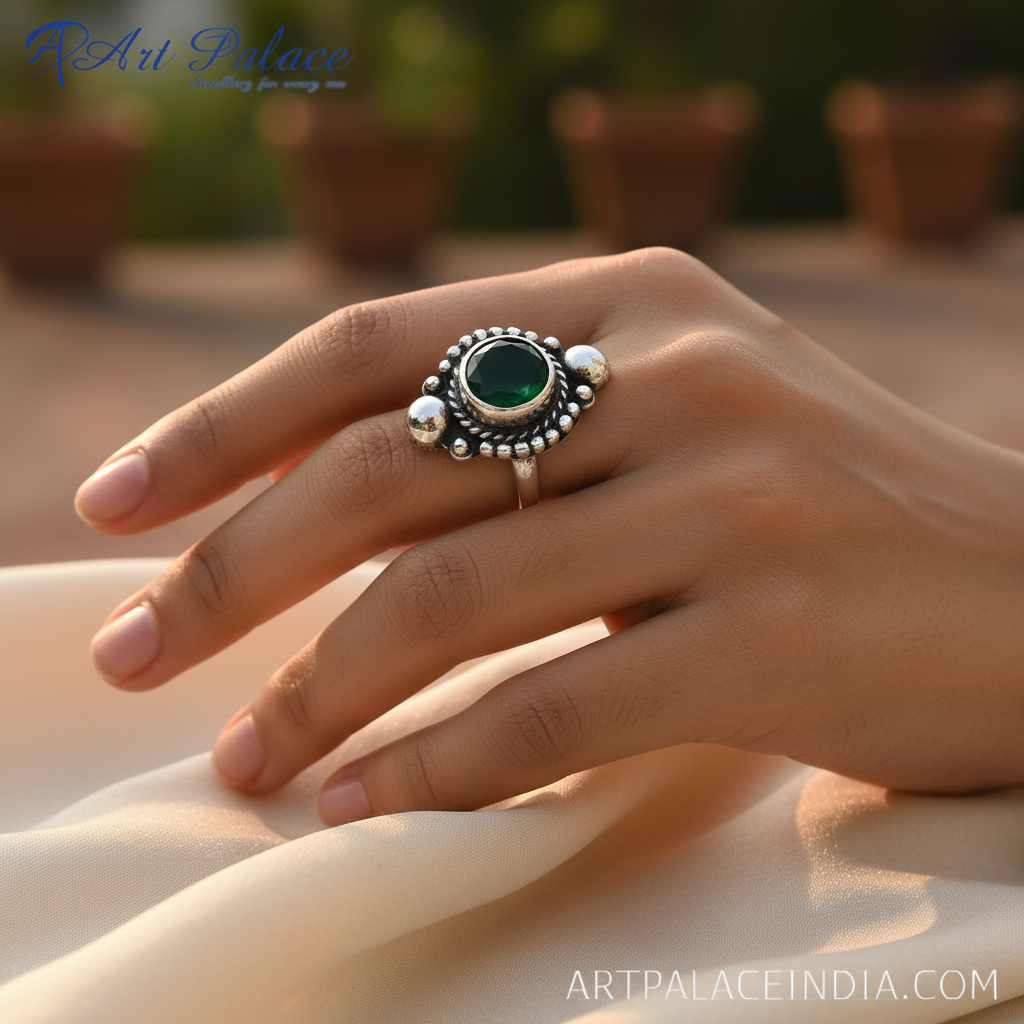 Anillo de ónix verde en plata de ley 925 para mujer | Joyería de regalo