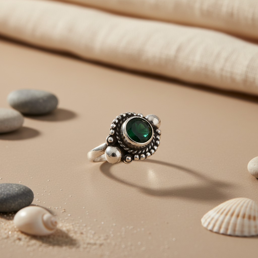 925 Sterling Silver Green Onyx Ring for Women | Gift Jewelry