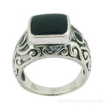 Load image into Gallery viewer, 925 Silver Onyx Ring for Men | Square Stone Ring | Gift
