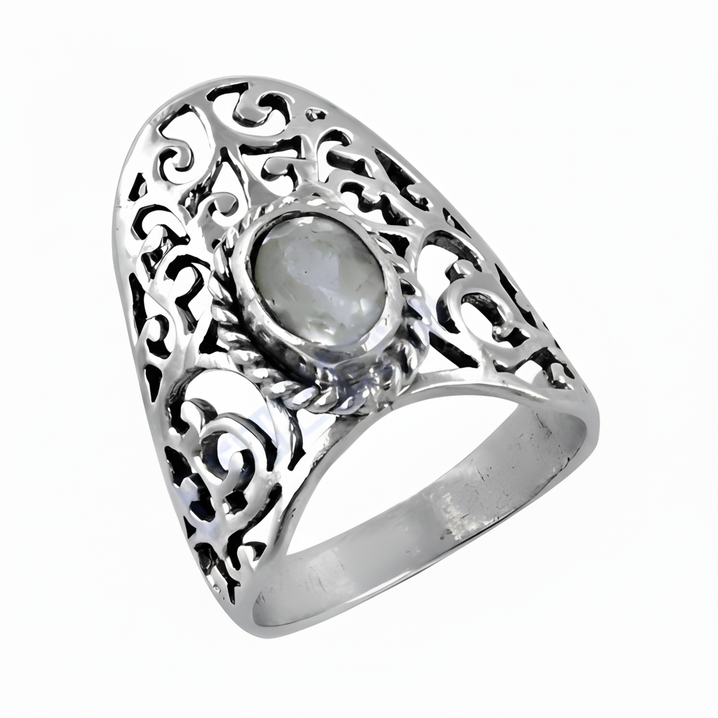 925 Silver Filigree Ring with Gemstone | Women's Ring