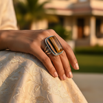 Load image into Gallery viewer, 925 Silver Tiger Eye Ring | Rectangular Gemstone Ring for Women
