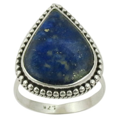 925 Silver Lapis Lazuli Ring for Women | Teardrop Gemstone Ring