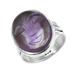 Load image into Gallery viewer, Amethyst Carved Face Ring | 925 Silver | Women's Jewelry
