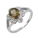 Load image into Gallery viewer, 925 Silver Smoky Quartz Ring | Floral Design for Women
