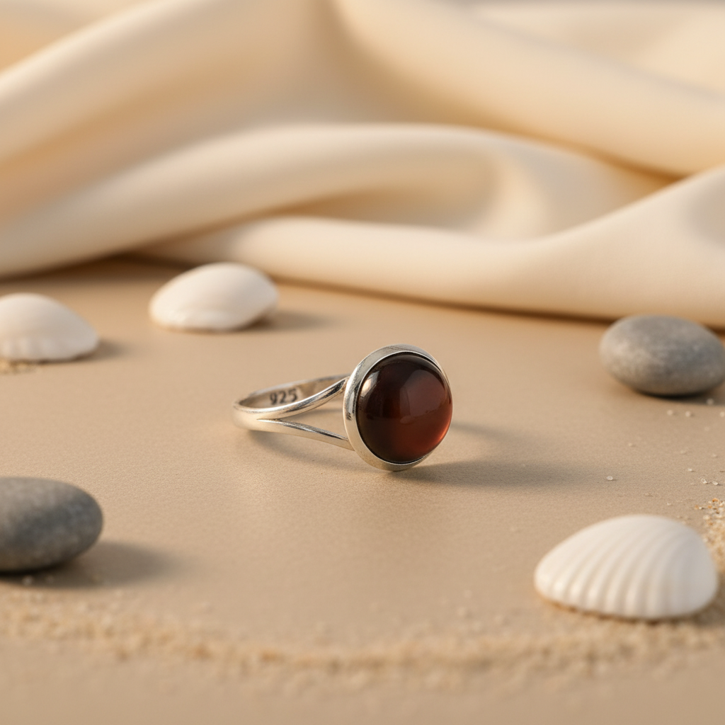 925 Silver Round Brown Stone Ring for Women | Gift Jewelry
