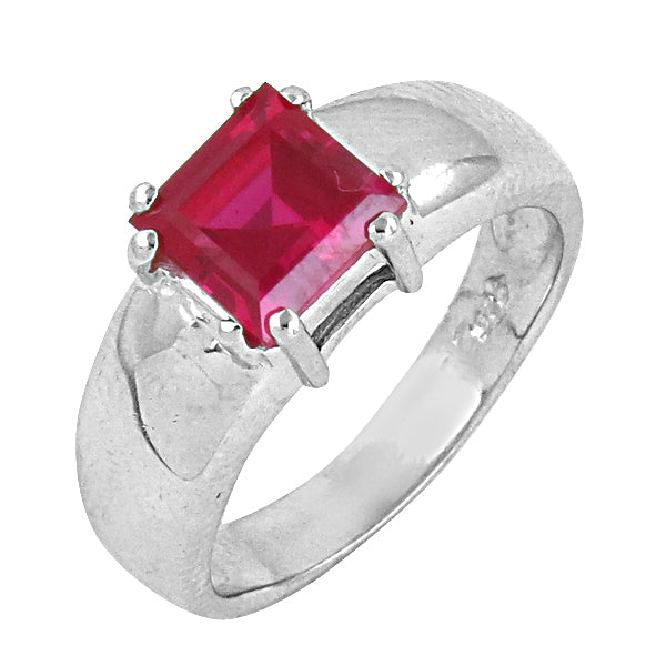 925 Silver Ruby Ring for Women | Square Cut Gemstone Ring