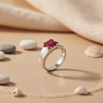 将图像加载到图库查看器中， 925 Silver Ruby Ring for Women | Square Cut Gemstone Ring

