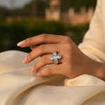 Load image into Gallery viewer, Anillo de plata con corte esmeralda para mujer | Regalo de aniversario
