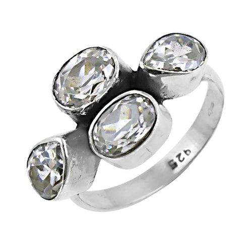 925 Silver White Topaz Ring for Women | Gemstone Ring