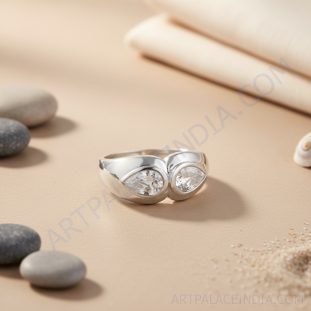 Anillo de plata 925 con piedra preciosa talla pera para mujer | Joyería de regalo