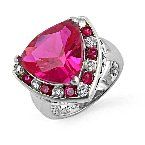 Silver Trillion Ruby Ring for Women | Gemstone Ring