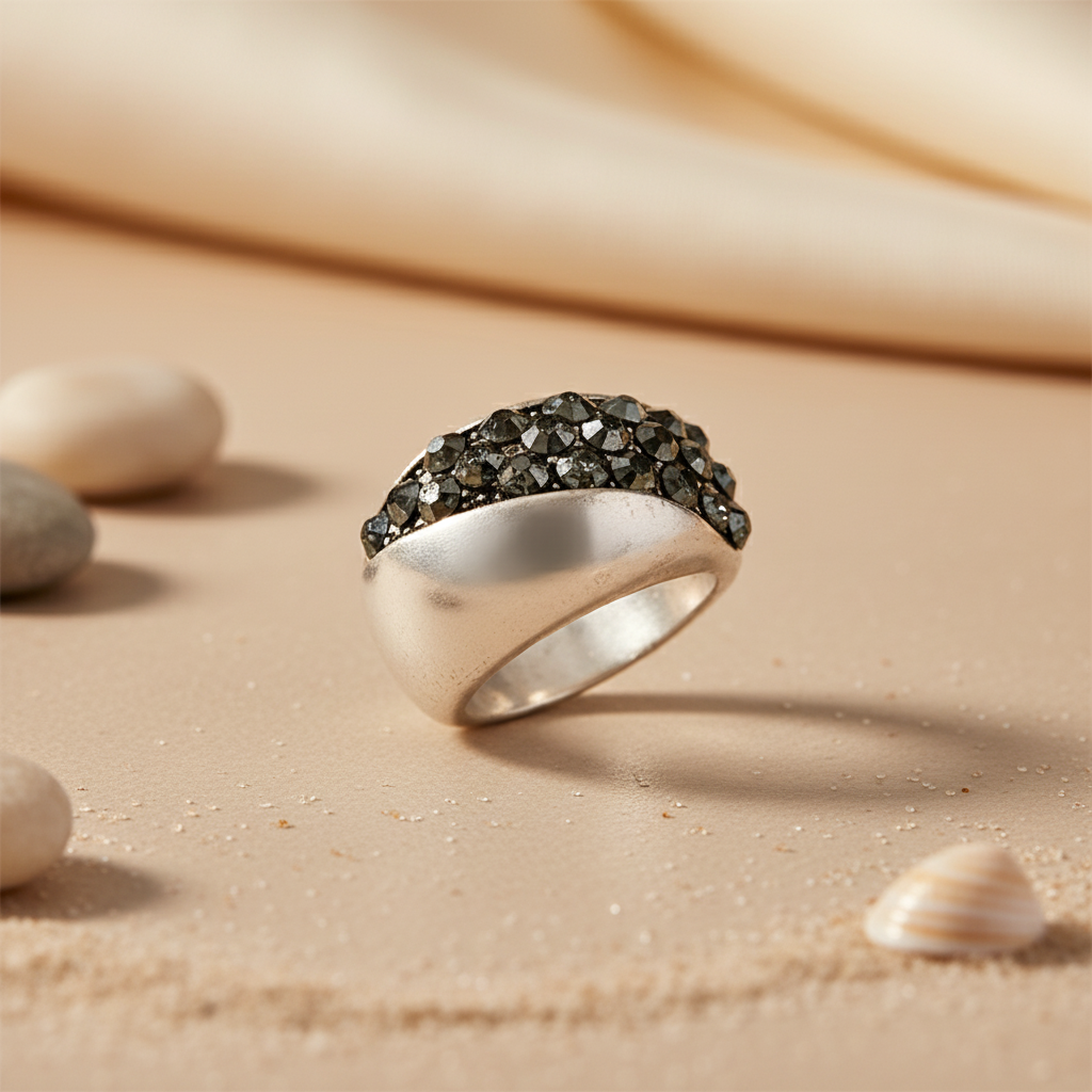 Silver Ring with Sparkling Stone for Women | Statement Jewelry