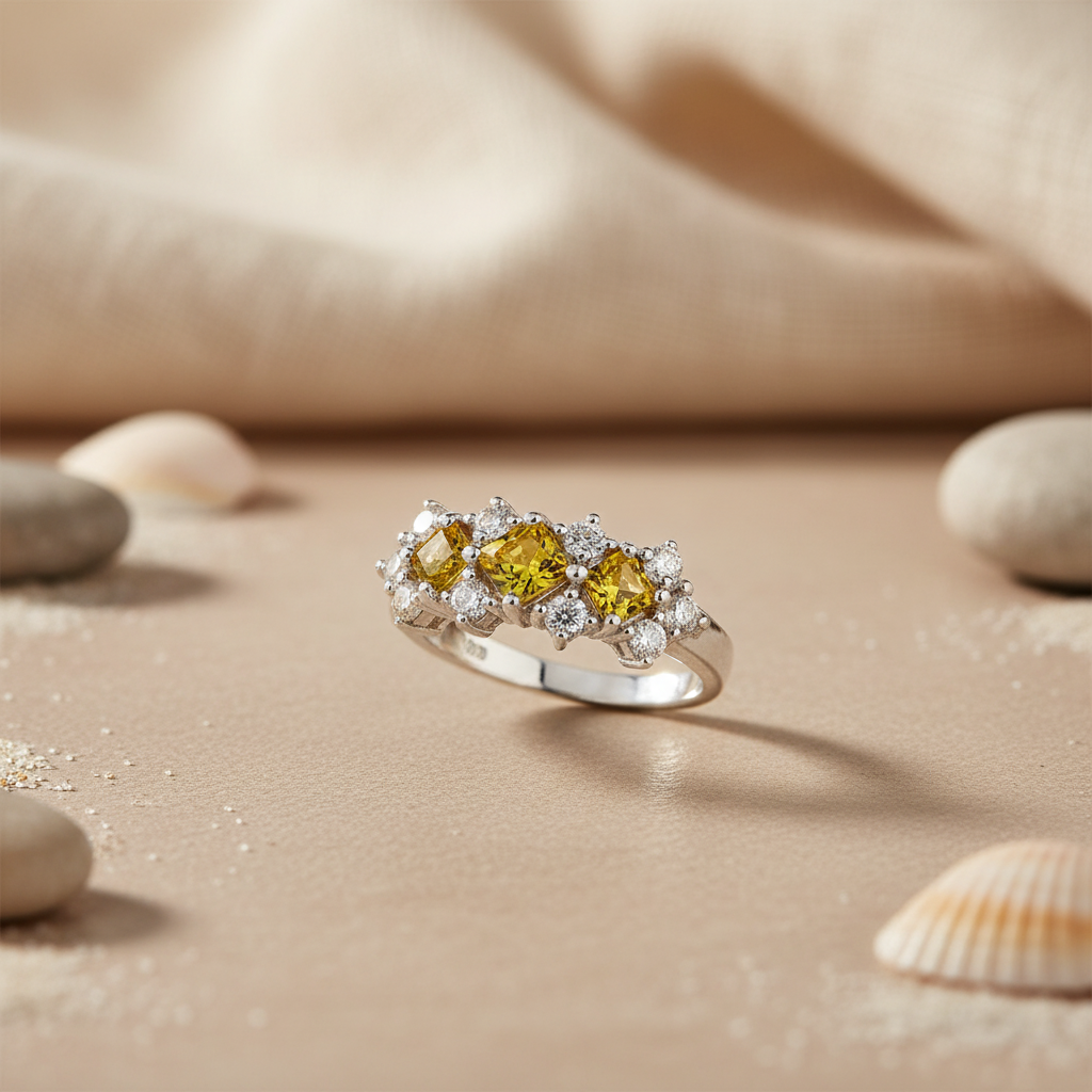 925 Silver Yellow Sapphire Ring for Women | Gemstone Jewelry