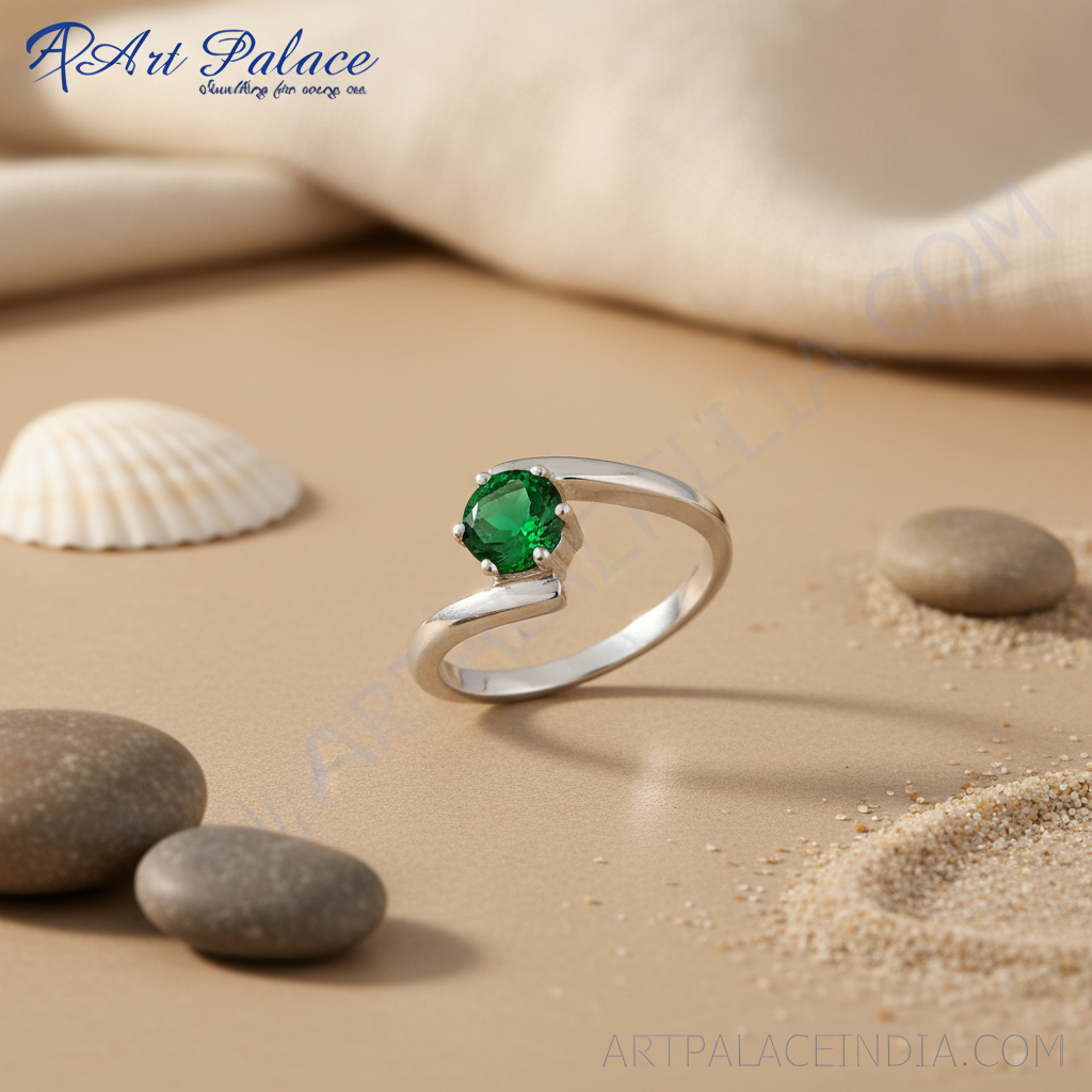 Anillo de plata con esmeralda para mujer | Joyas con piedras preciosas