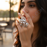 Load image into Gallery viewer, Anillo de plata con flor y circonitas para mujer | Joyería elegante
