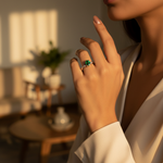将图像加载到图库查看器中， Silver Emerald Ring for Women | Gemstone Engagement Ring

