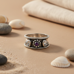 Load image into Gallery viewer, 925 Silver Amethyst &amp; Quartz Ring for Women | Statement Ring
