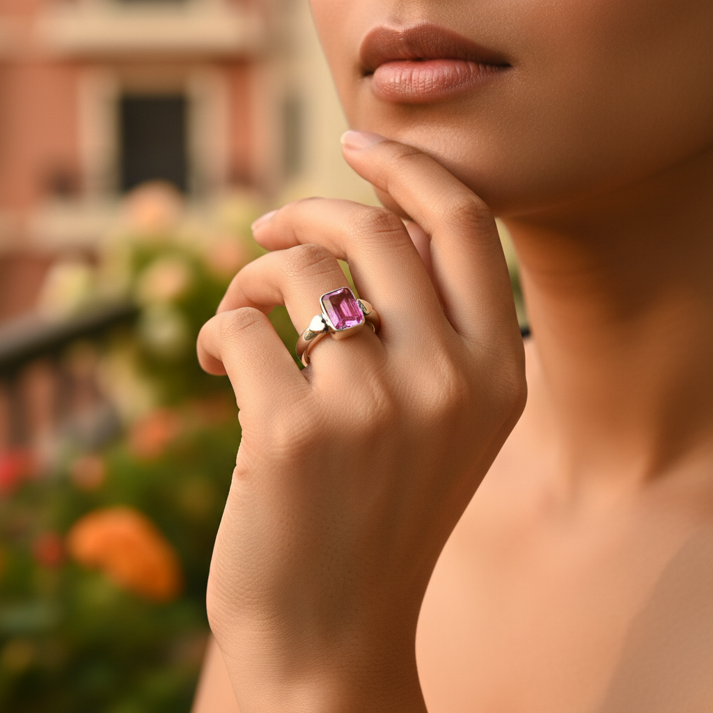 925 Silver Pink Topaz Ring for Women | Gemstone Jewelry
