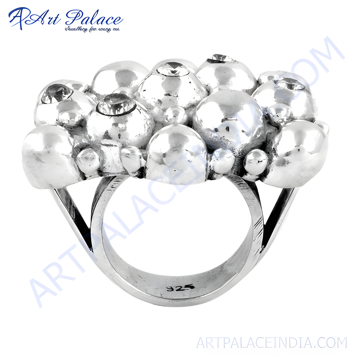 925 sterling silver bubble cluster ring with a unique, modern design
