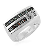 Load image into Gallery viewer, 925 Silver Rectangle Ring with Gemstones for Men | Statement Jewelry
