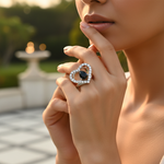 Load image into Gallery viewer, Anillo de plata con forma de corazón y piedra preciosa negra | Anillo para mujer
