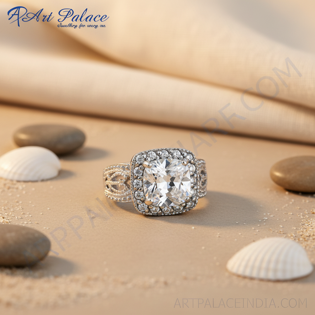 Anillo de plata con circonita cúbica para mujer | anillo llamativo